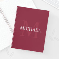 Personalisiertes Monogramm und Name Burgundy Red