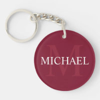 Personalisiertes Monogramm und Name Burgundy Red