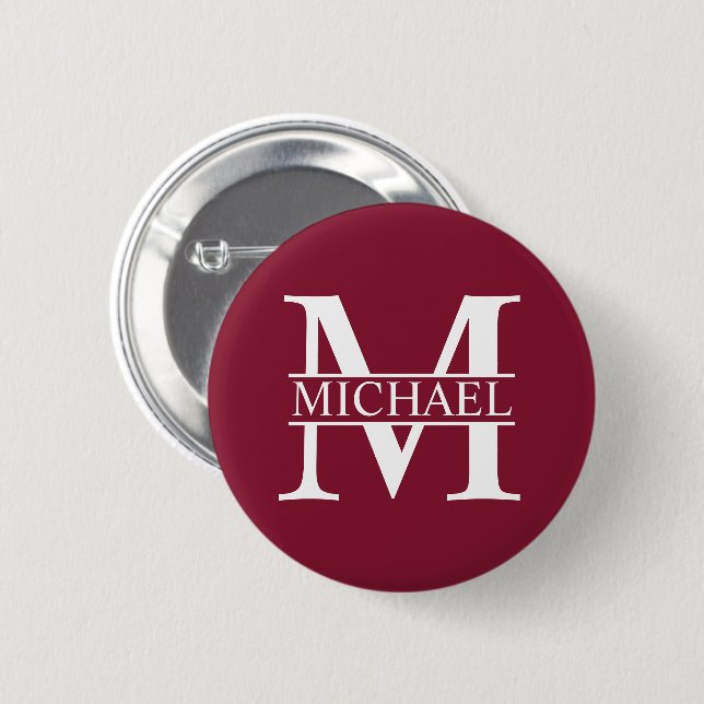 Personalisiertes Monogramm und Name Button (Vorne & Hinten)