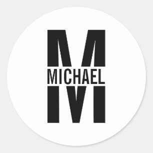 Personalisiertes Monogramm und Name Classic Round Runder Aufkleber