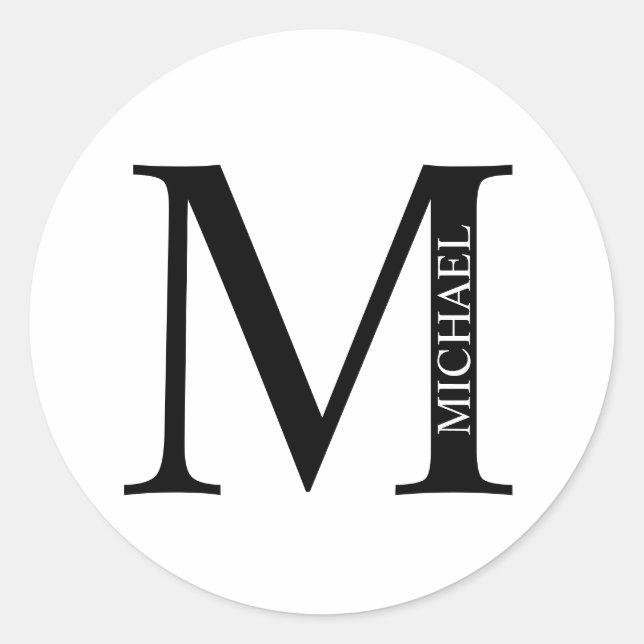Personalisiertes Monogramm und Name Classic Round  Runder Aufkleber (Vorderseite)