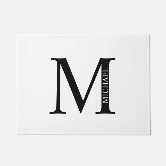 Personalisiertes Monogramm und Name Doormat Fußmatte (Vorderseite)
