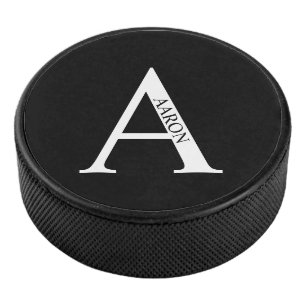 Personalisiertes Monogramm und Name Eishockey Puck