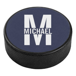 Personalisiertes Monogramm und Name Eishockey Puck