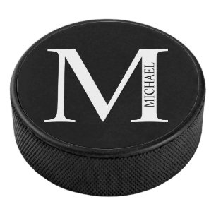 Personalisiertes Monogramm und Name Eishockey Puck