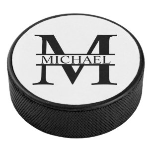 Personalisiertes Monogramm und Name Eishockey Puck