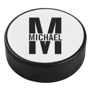 Personalisiertes Monogramm und Name Eishockey Puck