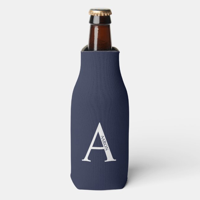 Personalisiertes Monogramm und Name Flasche Cooler Flaschenkühler (Flaschenvorderseite)