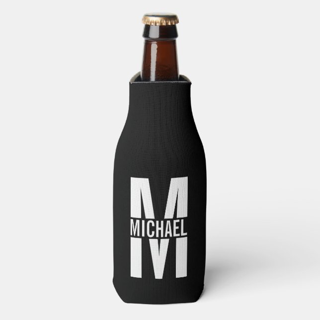 Personalisiertes Monogramm und Name Flasche Cooler Flaschenkühler (Flaschenvorderseite)