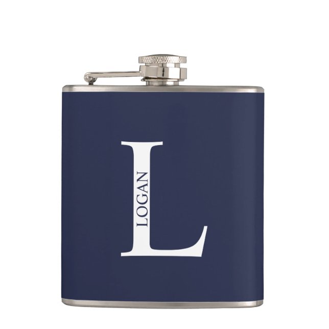 Personalisiertes Monogramm und Name Flask Flachmann (Vorderseite)
