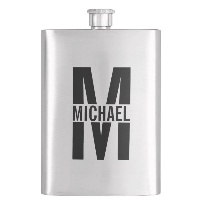 Personalisiertes Monogramm und Name Flask Flachmann (Vorderseite)
