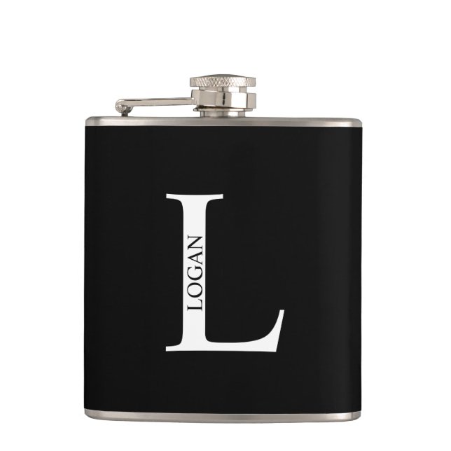 Personalisiertes Monogramm und Name Flask Flachmann (Vorderseite)