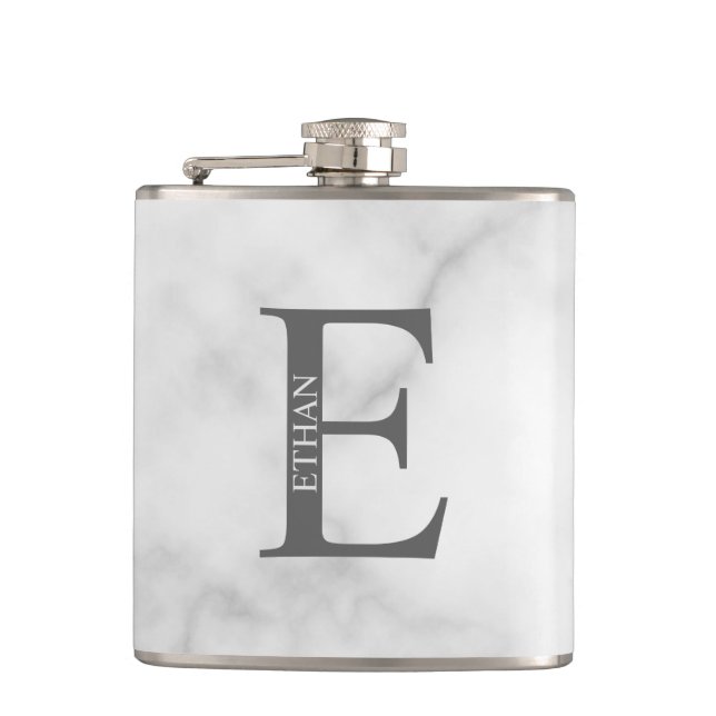 Personalisiertes Monogramm und Name Flask Flachmann (Vorderseite)