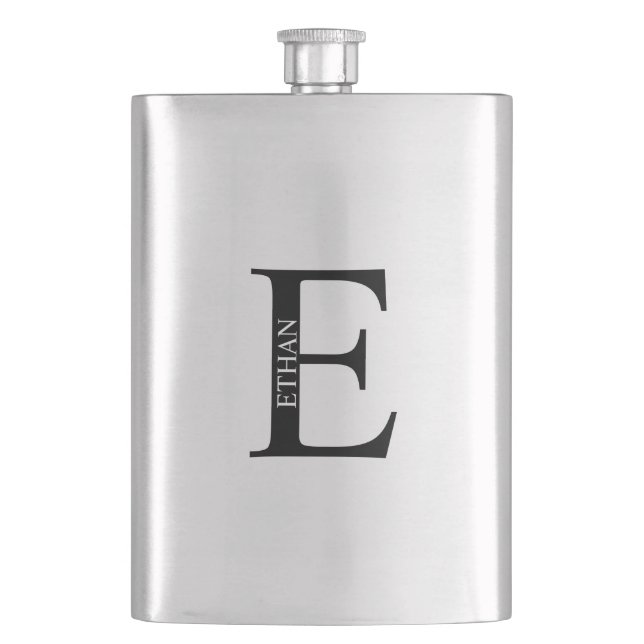 Personalisiertes Monogramm und Name Flask Flachmann (Vorderseite)