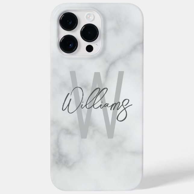 Personalisiertes Monogramm und Name für das weiße  Case-Mate iPhone Hülle (Rückseite)