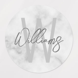 Personalisiertes Monogramm und Name für das weiße  Etiketten