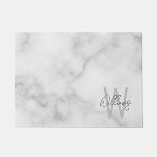 Personalisiertes Monogramm und Name für das weiße Fußmatte