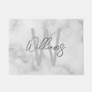 Personalisiertes Monogramm und Name für das weiße Fußmatte