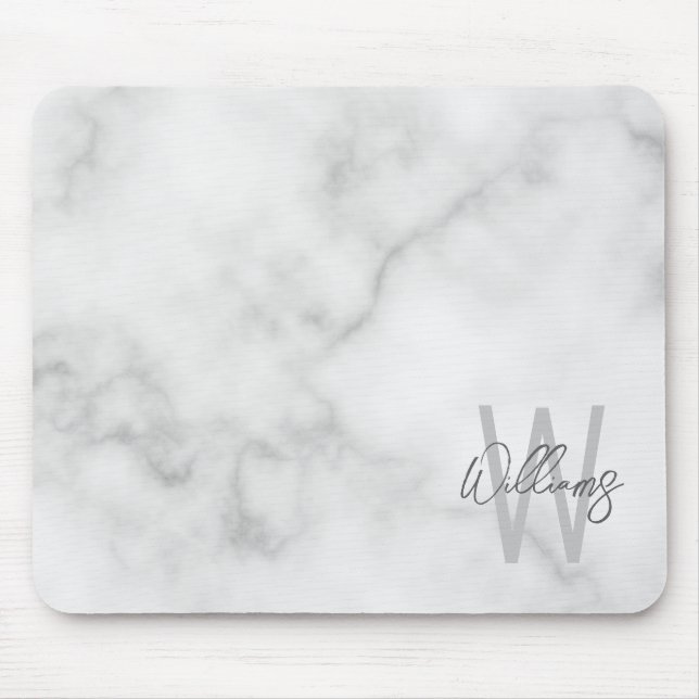 Personalisiertes Monogramm und Name für das weiße  Mousepad (Vorne)