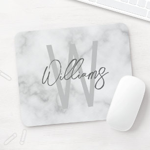 Personalisiertes Monogramm und Name für das weiße  Mousepad