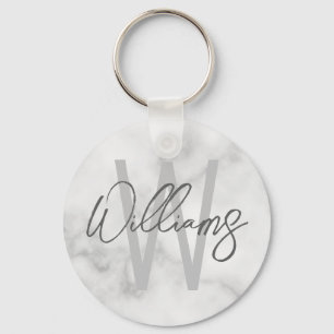 Personalisiertes Monogramm und Name für das weiße  Schlüsselanhänger