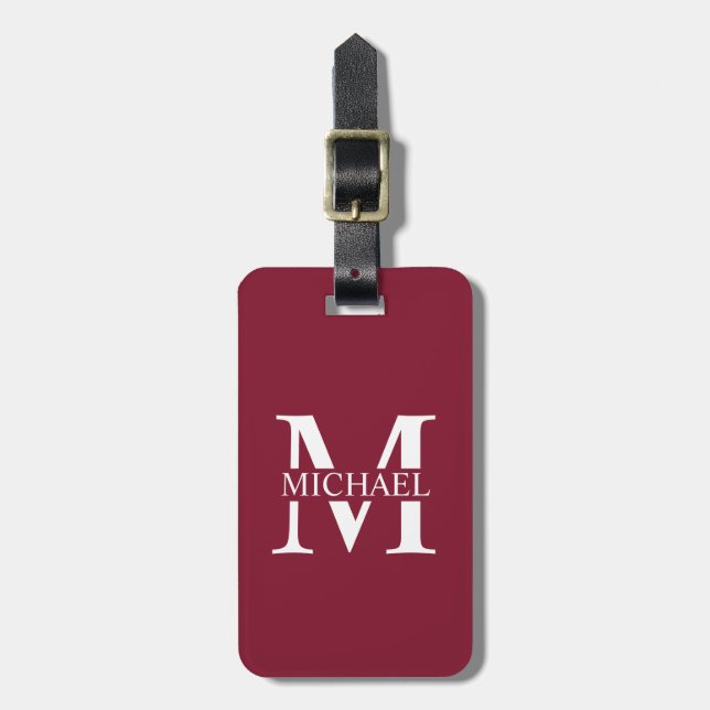 Personalisiertes Monogramm und Name Gepäckanhänger (Vorderseite vertikal)