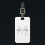 Personalisiertes Monogramm und Name Gepäckanhänger<br><div class="desc">Personalisierte Monogramm- und Namensgeber weist personalisierten Namen in Grau und Monogramm in hellgrau als Hintergrund auf,  im klassischen Serifenstil,  auf weißem Hintergrund.

Perfekt als Urlaubsgeschenk,  Vatertagsgeschenk,  vielen Dank für Trauzeuge und Geschenk für alle besondere Anlässe.</div>