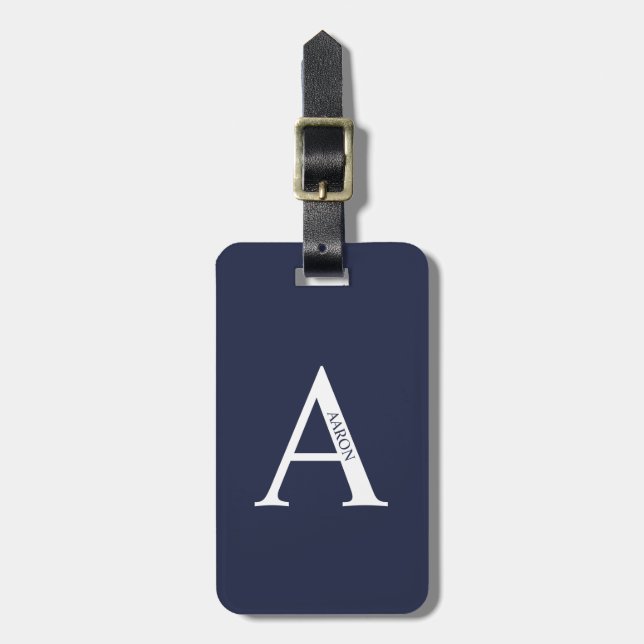 Personalisiertes Monogramm und Name Gepäckmarke Gepäckanhänger (Vorderseite vertikal)