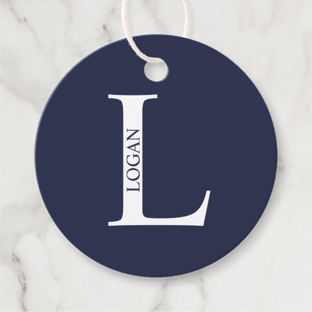 Personalisiertes Monogramm und Name Geschenkanhänger (Vorderseite)