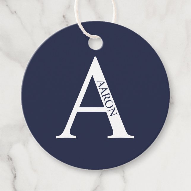 Personalisiertes Monogramm und Name Geschenkanhänger (Vorderseite)