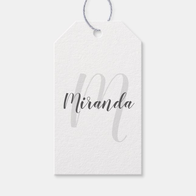 Personalisiertes Monogramm und Name Geschenkanhänger (Vorderseite)