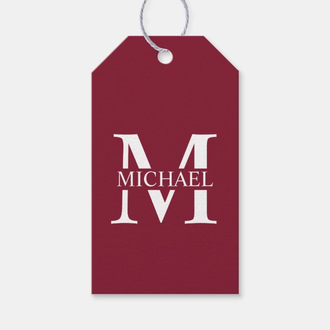 Personalisiertes Monogramm und Name Geschenkanhänger (Vorderseite)