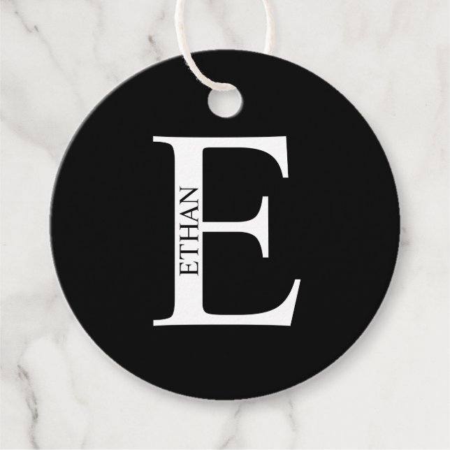 Personalisiertes Monogramm und Name Geschenkanhänger (Vorderseite)