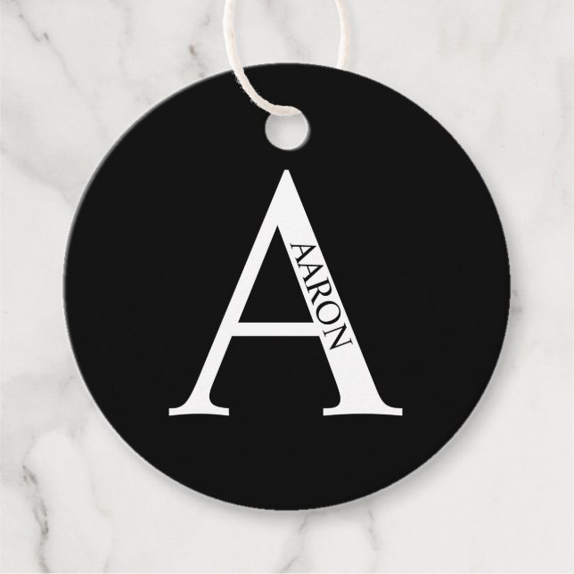 Personalisiertes Monogramm und Name Geschenkanhänger (Vorderseite)