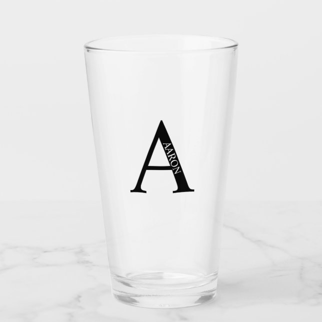 Personalisiertes Monogramm und Name Glas (Vorderseite)
