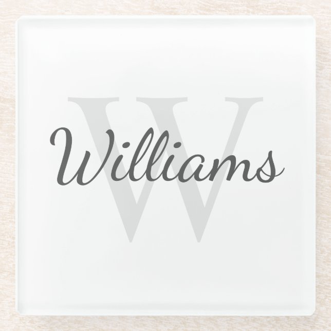 Personalisiertes Monogramm und Name Glasuntersetzer (Vorderseite)