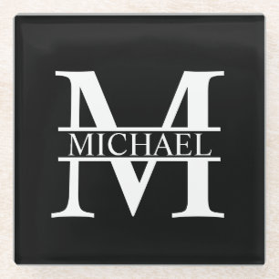 Personalisiertes Monogramm und Name Glasuntersetzer