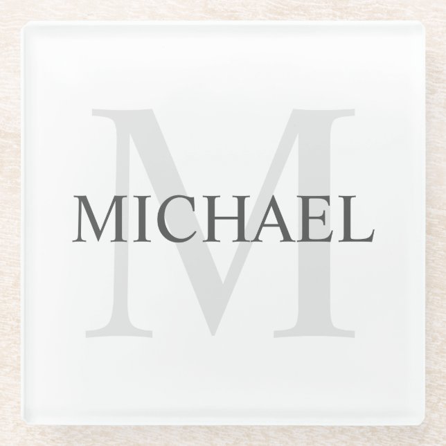 Personalisiertes Monogramm und Name Glasuntersetzer (Vorderseite)