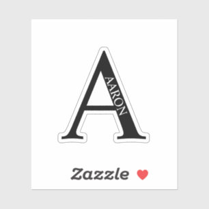 Personalisiertes Monogramm und Name in Schwarz und Aufkleber