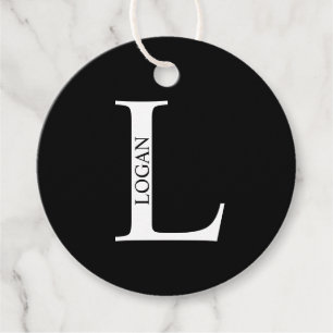Personalisiertes Monogramm und Name in Schwarzweiß Geschenkanhänger