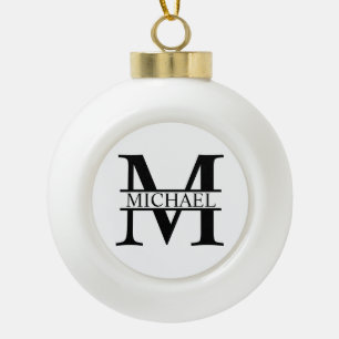Personalisiertes Monogramm und Name Keramik Kugel-Ornament