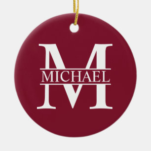 Personalisiertes Monogramm und Name Keramik Ornament