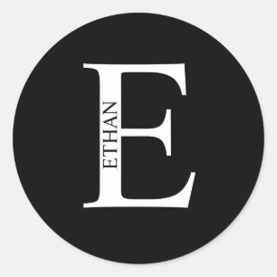 Personalisiertes Monogramm und Name Klassischer ru Runder Aufkleber