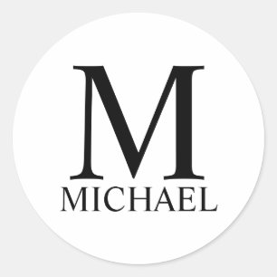 Personalisiertes Monogramm und Name Klassischer ru Runder Aufkleber