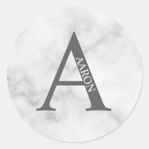 Personalisiertes Monogramm und Name Klassischer ru Runder Aufkleber