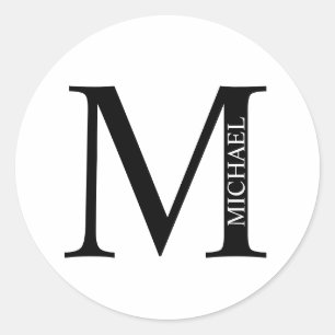 Personalisiertes Monogramm und Name Klassischer Ru Runder Aufkleber