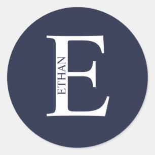 Personalisiertes Monogramm und Name Klassischer ru Runder Aufkleber