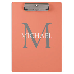 Personalisiertes Monogramm und Name Light Pink Klemmbrett