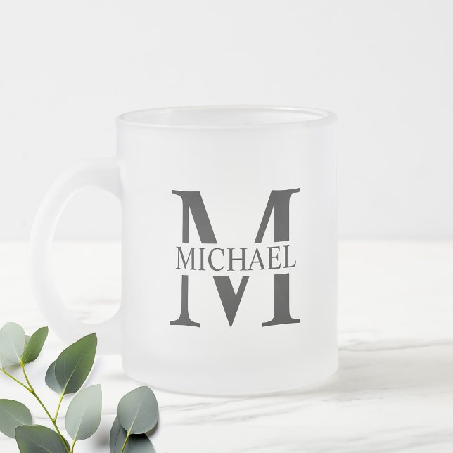Personalisiertes Monogramm und Name Mattglastasse (Von Creator hochgeladen)