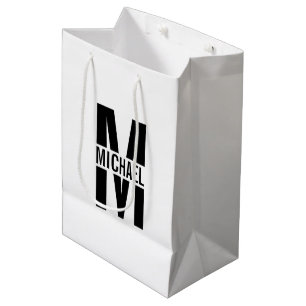Personalisiertes Monogramm und Name Medium Geschen Mittlere Geschenktüte